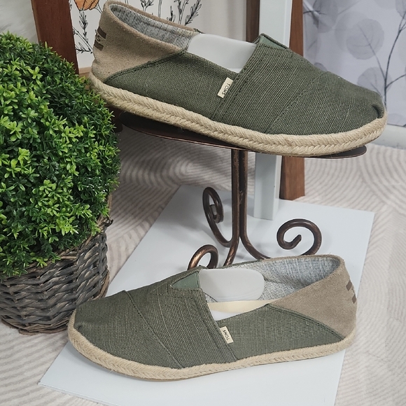 TOMS Olive Green Canvas Alpargata Espadrilles - Picture 3 of 11